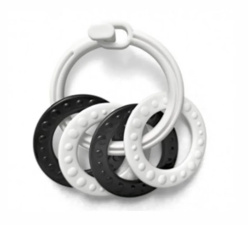 Profibaby Anello con Ciondoli sonaglio bianco nero