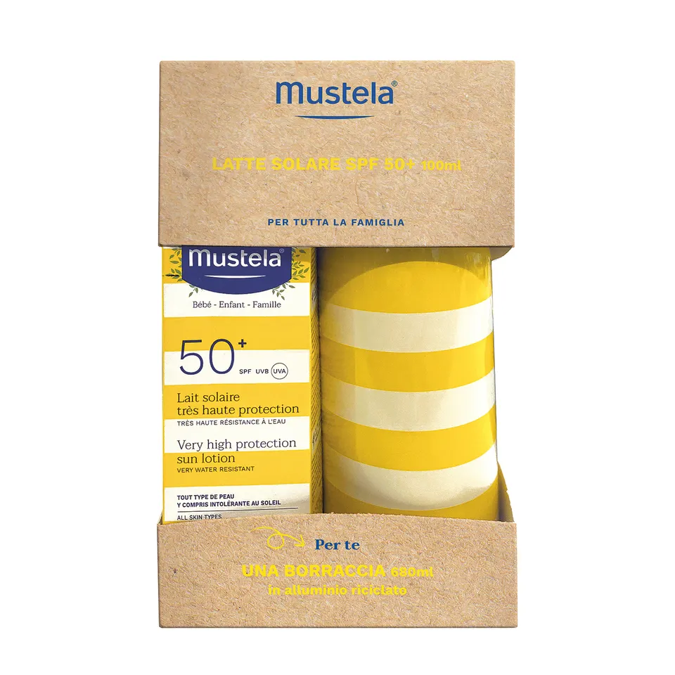 Mustela Latte Solare SPF50+ 100ml + Borraccia Protezione Molto Alta