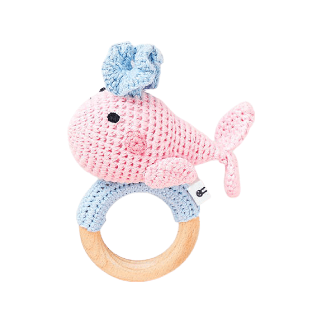 Piccoli Toys Olivia Balena sonaglio uncinetto cotone e legno