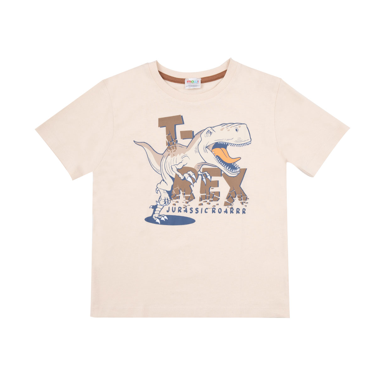 T-shirt bimbo beige T-Rex maniche corte girocollo
