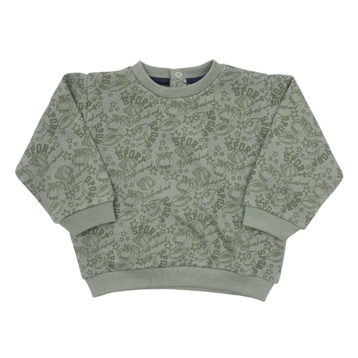 Felpa bimbo verde stampa sport club cotone