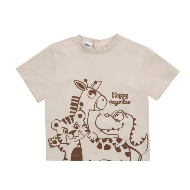 Toys Center Baby t-shirt bimbo beige animali girocollo