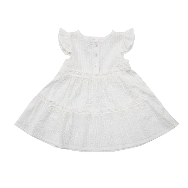 Abito bimba bottoni giromanica vestito bianco a balze