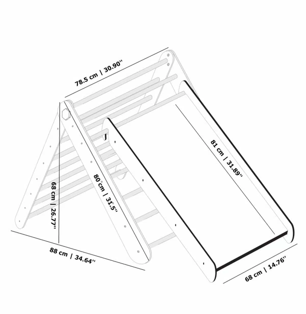 The Dida Triangolo Pikler con Rampa Gioco in Legno