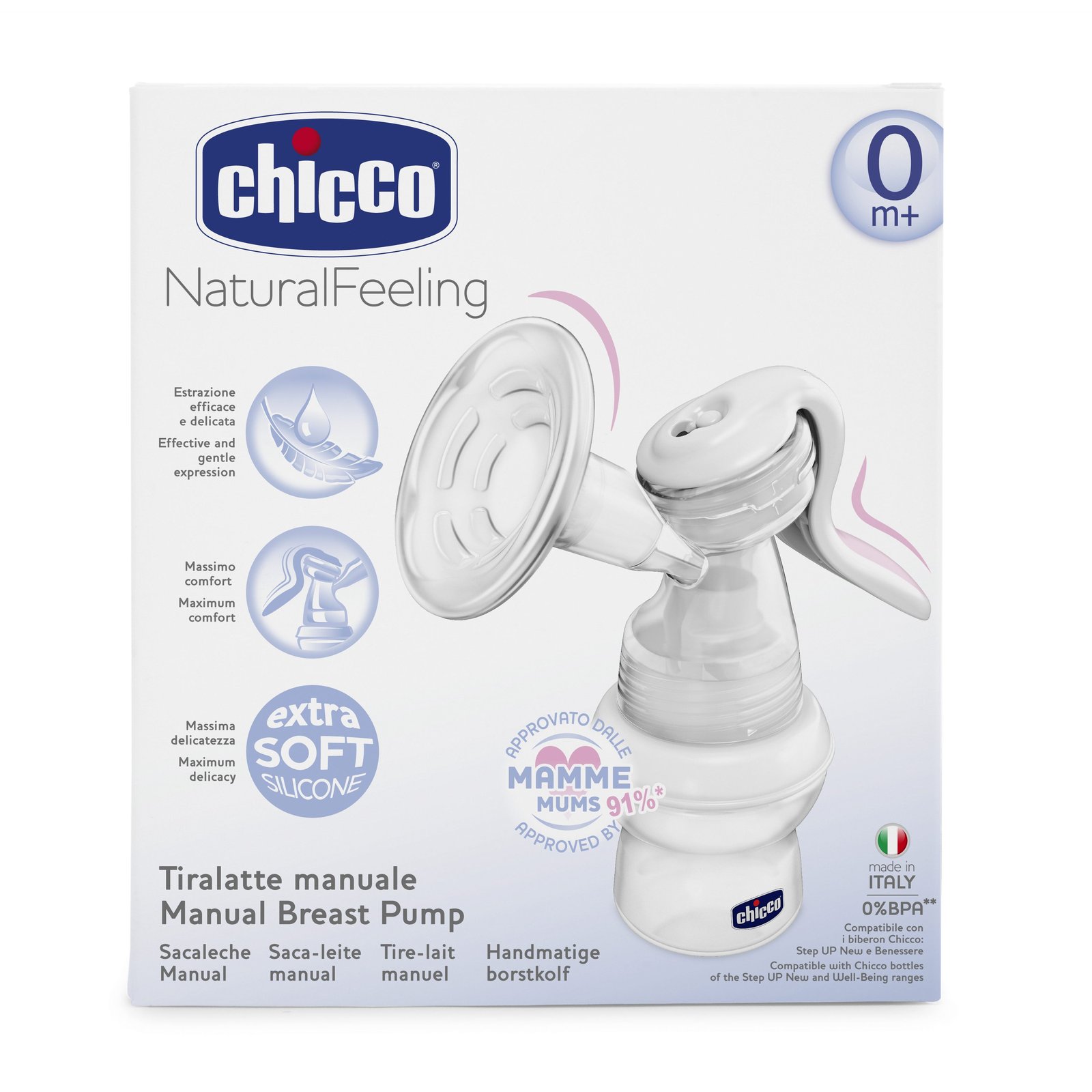 Chicco Natural Feeling tiralatte manuale silicone 0m+