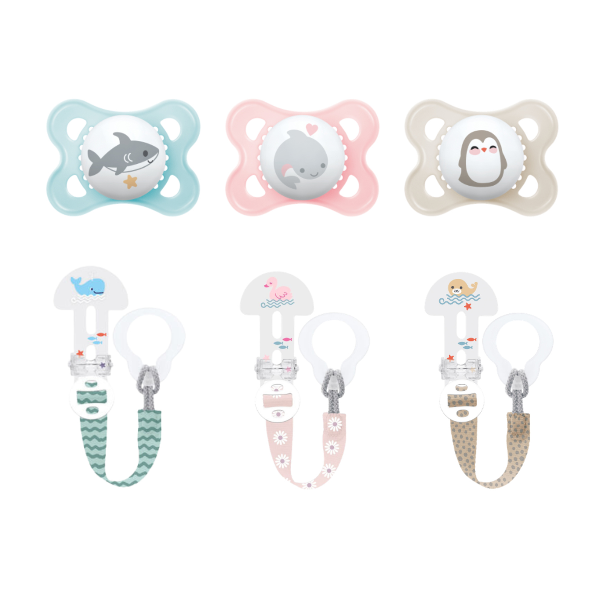 MAM Original succhietto 2-6 mesi + clip colori assortiti