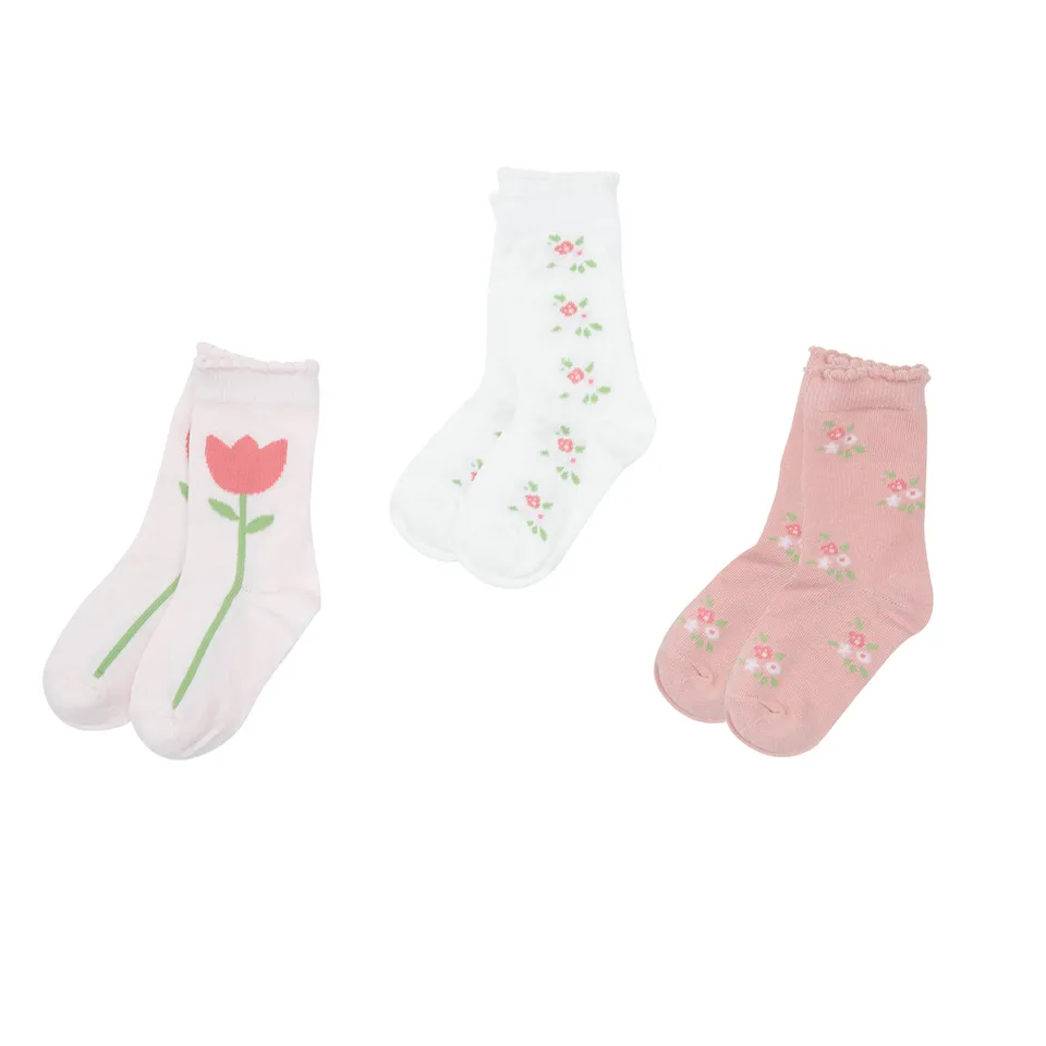 Toys Center Baby Set 3 Calze Bimba Bianco Rosa Fiori