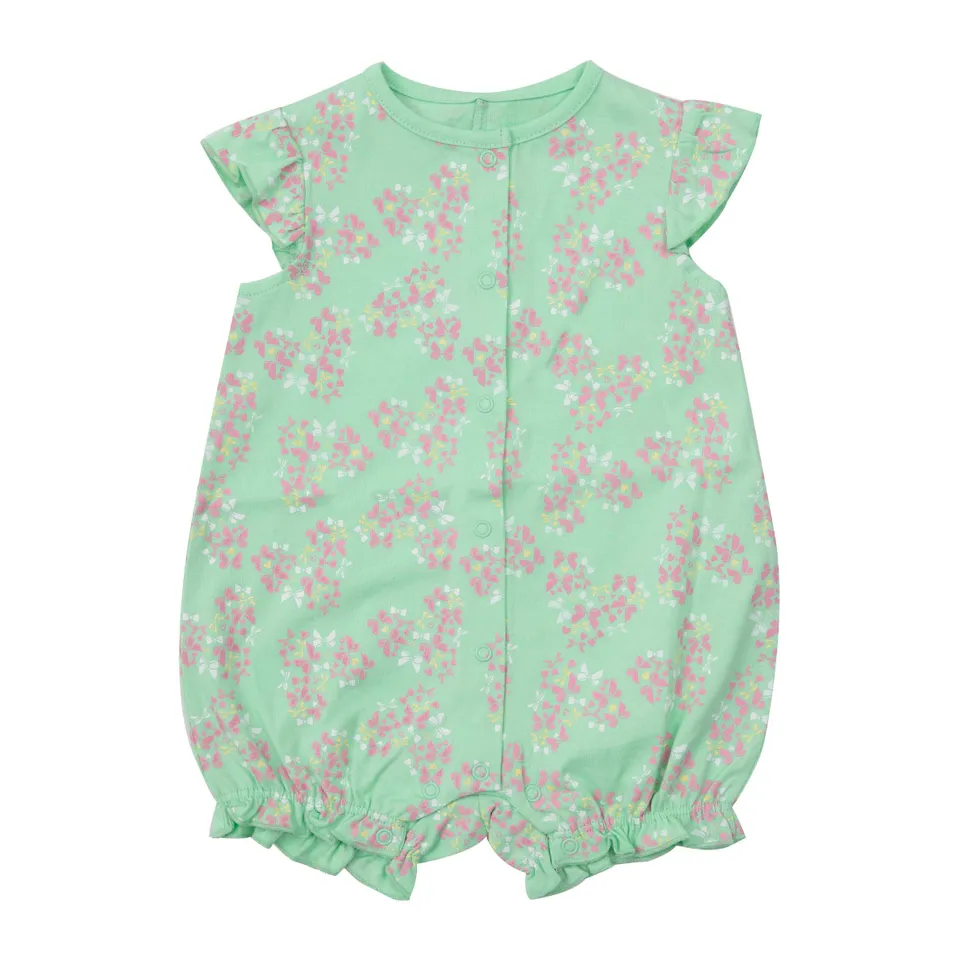 Pagliaccetto jersey bimba verde farfalle apertura completa