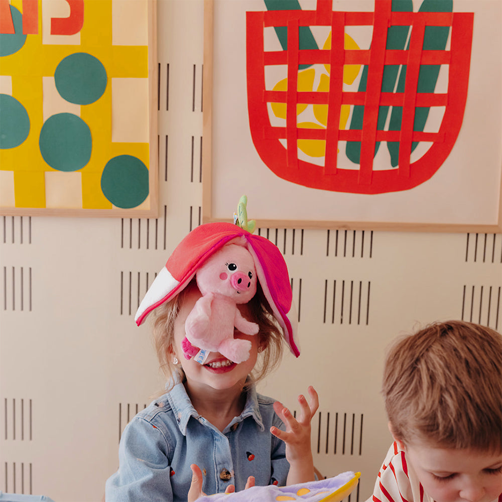 Les Deglingos Flipetz Piglet Maiale Ravanello Peluche Rosa
