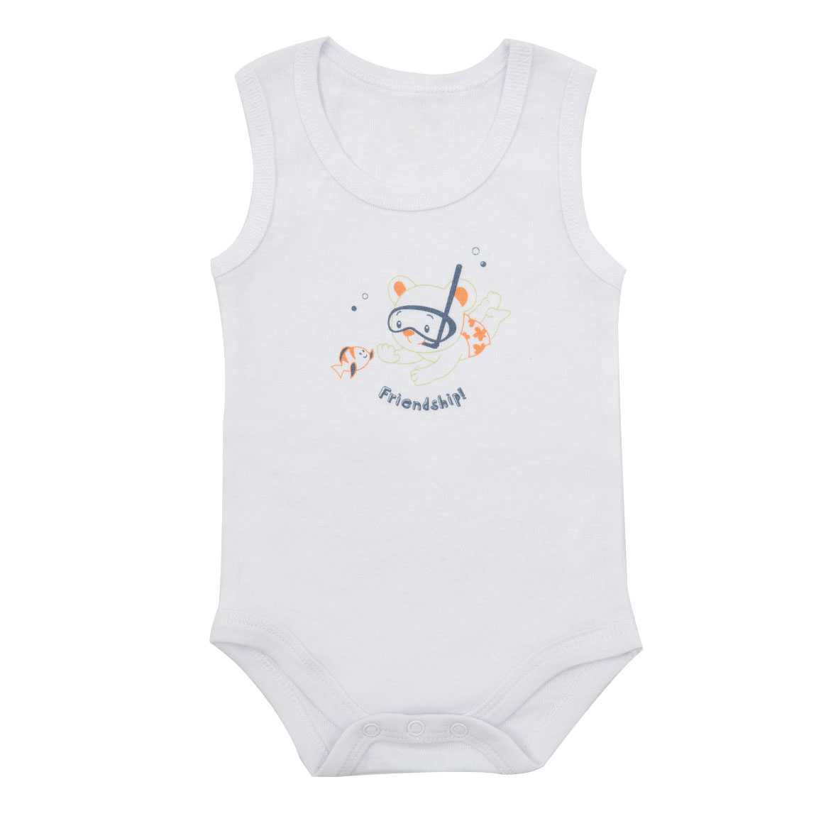 Body neonato bianco canotta stampa orsetto costina
