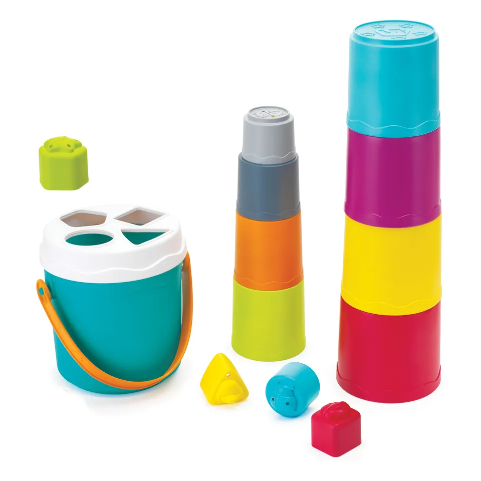 Infantino Set 3 in 1 Giochi Trottola Piramide Secchiello