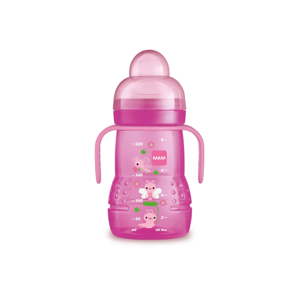 MAM Trainer biberon tazza 220 ml rosa 4+ mesi silicone