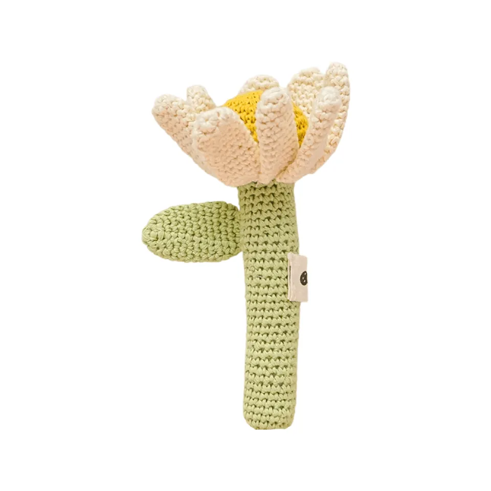 Piccoli Toys Sonaglio Uncinetto Fiore Verde Cotone