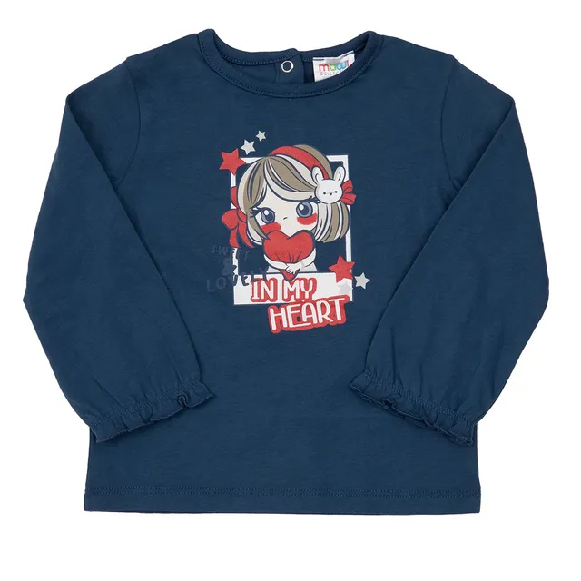 Toys Center Baby T-shirt bimba manica lunga blu stampa girocollo