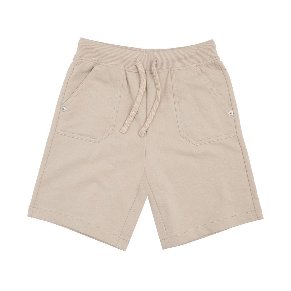 Short bimbo beige felpato con tasche elastico regolabile