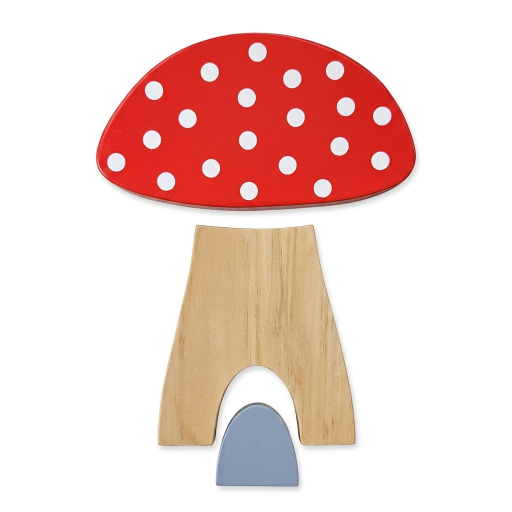 Rosa & Bo Toadstool Casa Fungo in Legno con 6 Woodlies