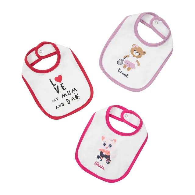 Set 3 bavaglini bimbo con clip bavaglini pappa cotone