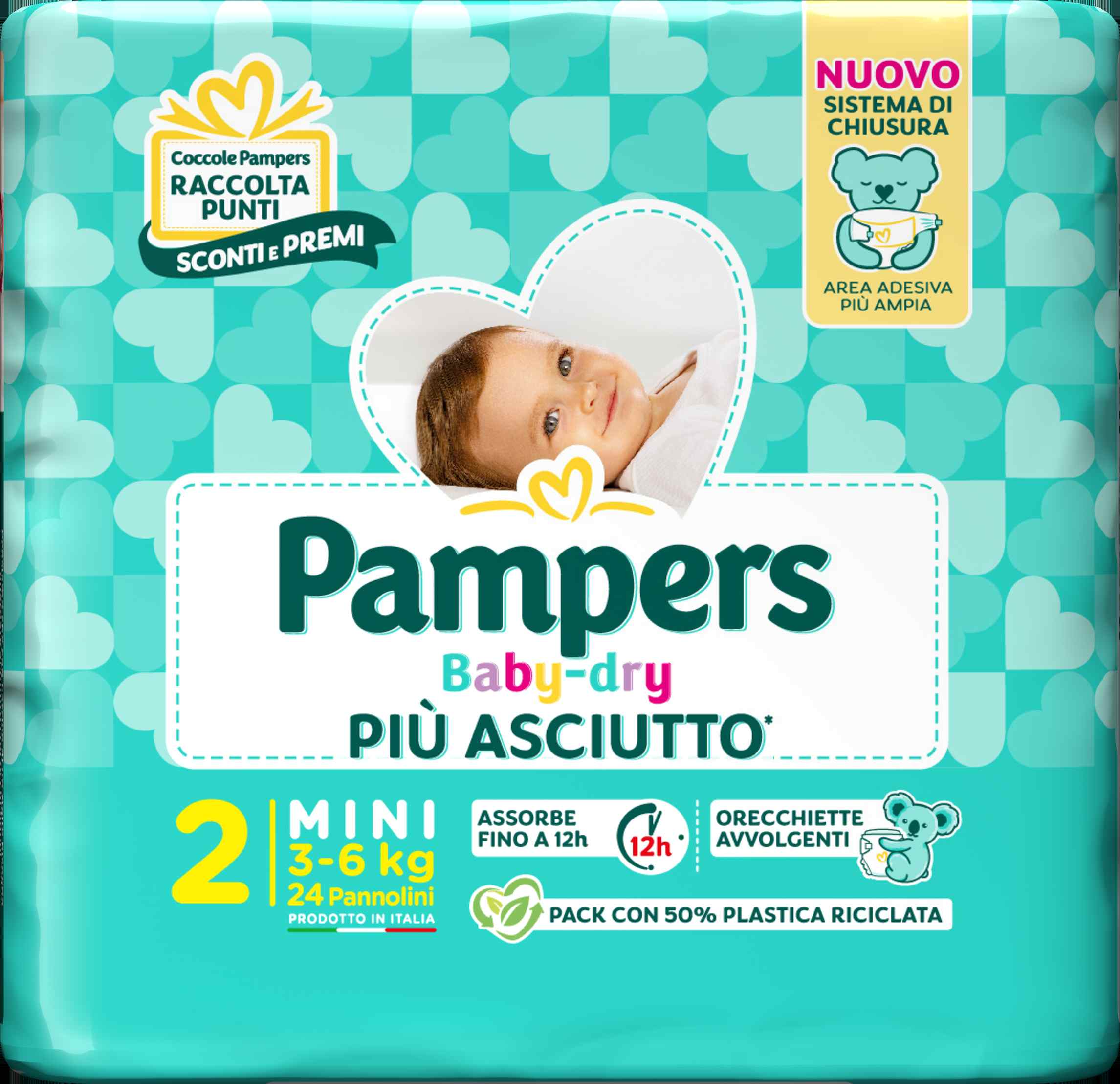 Pampers Baby-Dry Mini pannolini 24 pezzi apri e chiudi