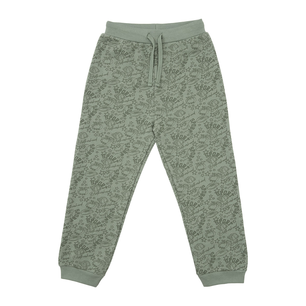 Pantalone Felpato Bimbo Verde Stampa Sport con Elastico