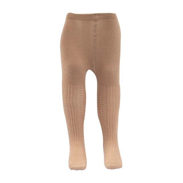 Collant bimba beige lavorate calze tinta unita