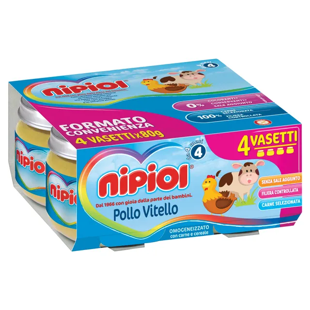 Nipiol Omogeneizzato Pollo Vitello 4x80g 4 Mesi