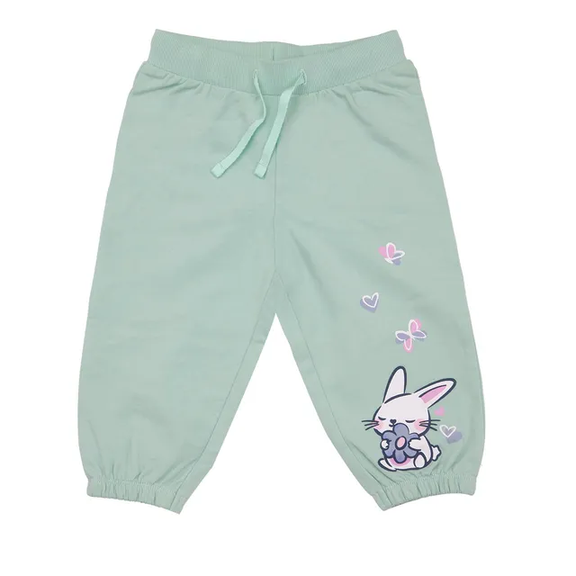 Toys Center Baby pantalone felpato bimba verde stampa rosa