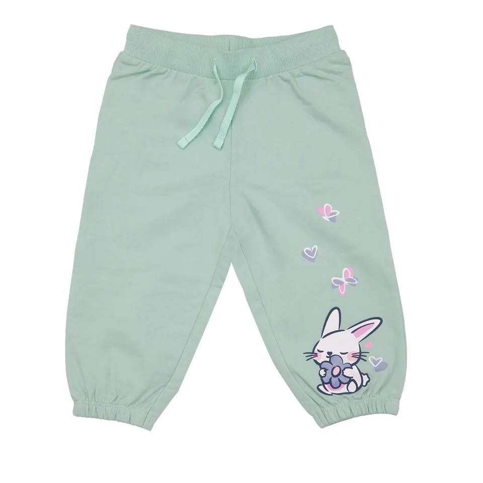 Toys Center Baby pantalone felpato bimba verde stampa rosa