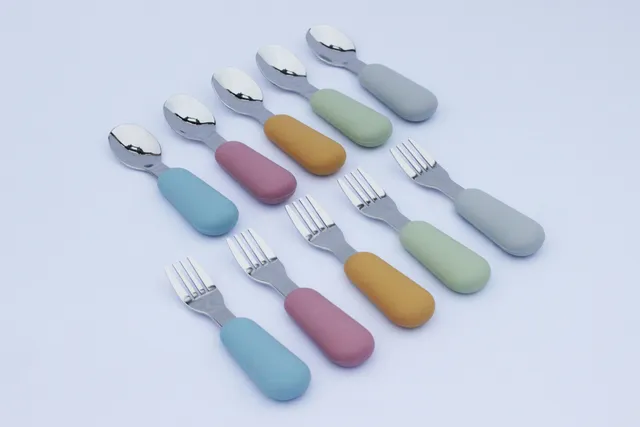 Baby's Clan Feeding set posate bimbo 2 pezzi acciaio e silicone