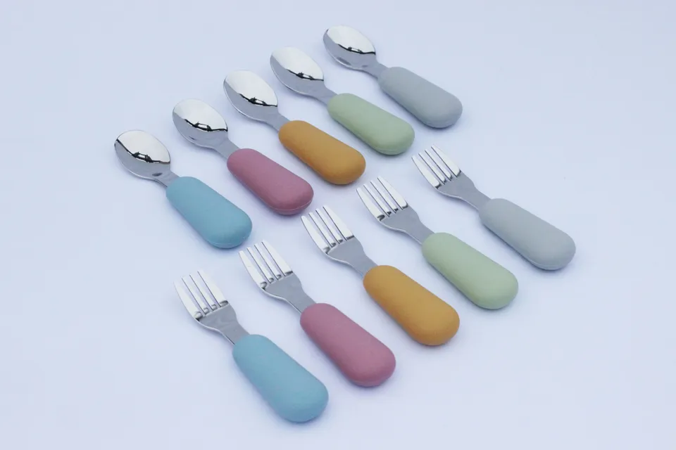 Baby's Clan Feeding set posate bimbo 2 pezzi acciaio e silicone