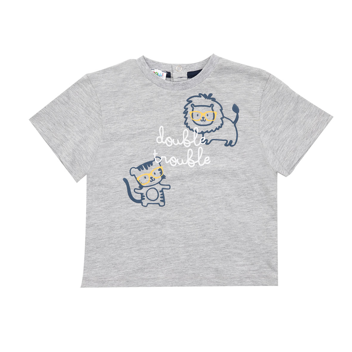 T-shirt bimbo grigia girocollo stampa animali jersey