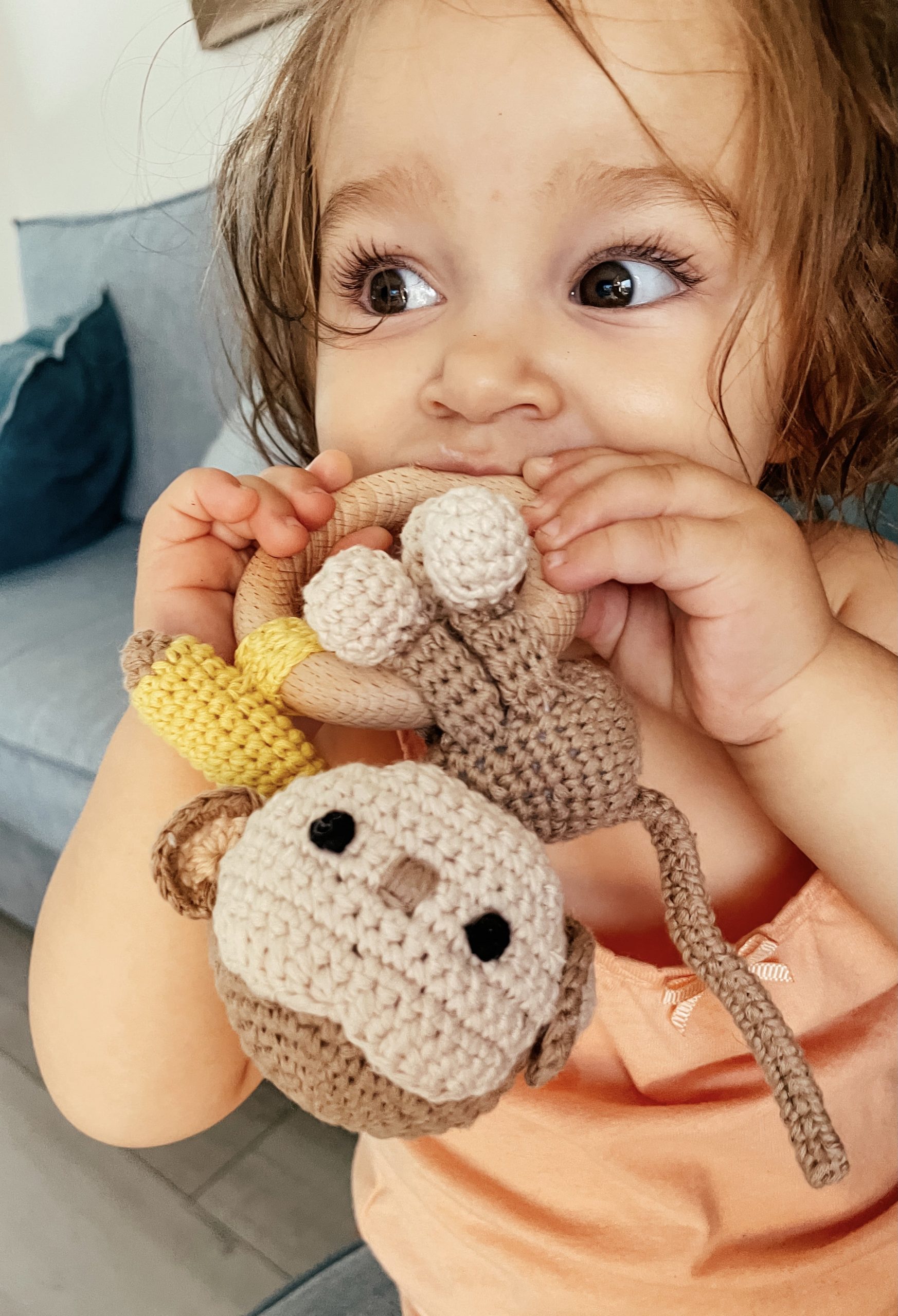 Piccoli Toys Mafalda sonaglio uncinetto scimmia cotone