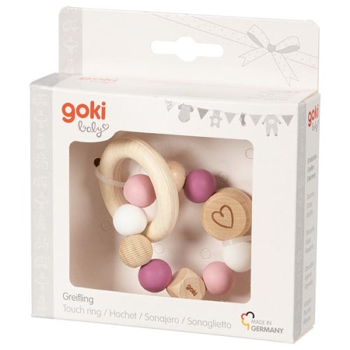 The Dida Cuore sonaglio elastico legno rosa
