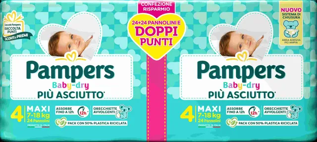 Pampers Baby-Dry pannolini taglia 4 maxi 48 pz 12h