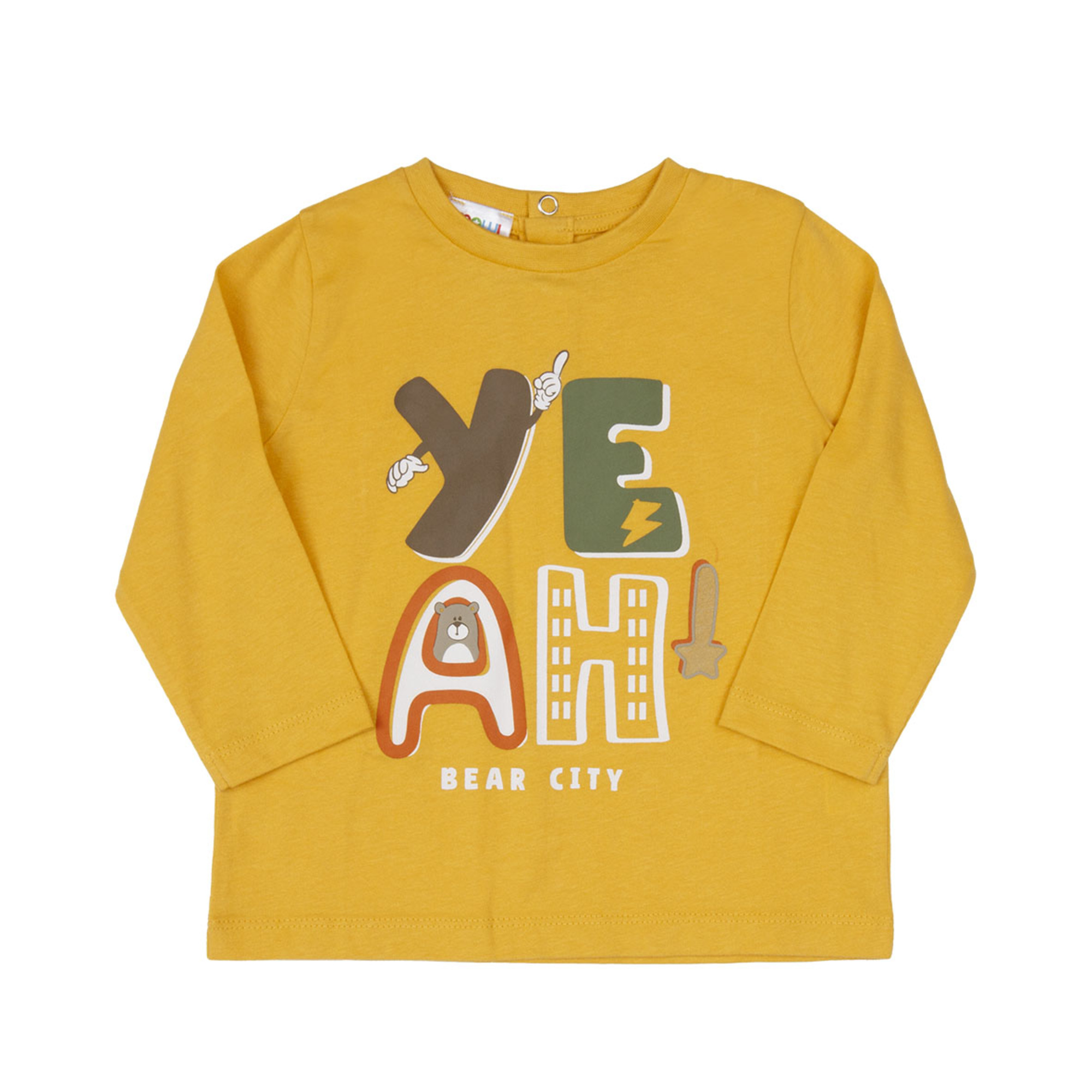 Mawi T-Shirt Bimba Cotone Giallo Senape Manica Lunga