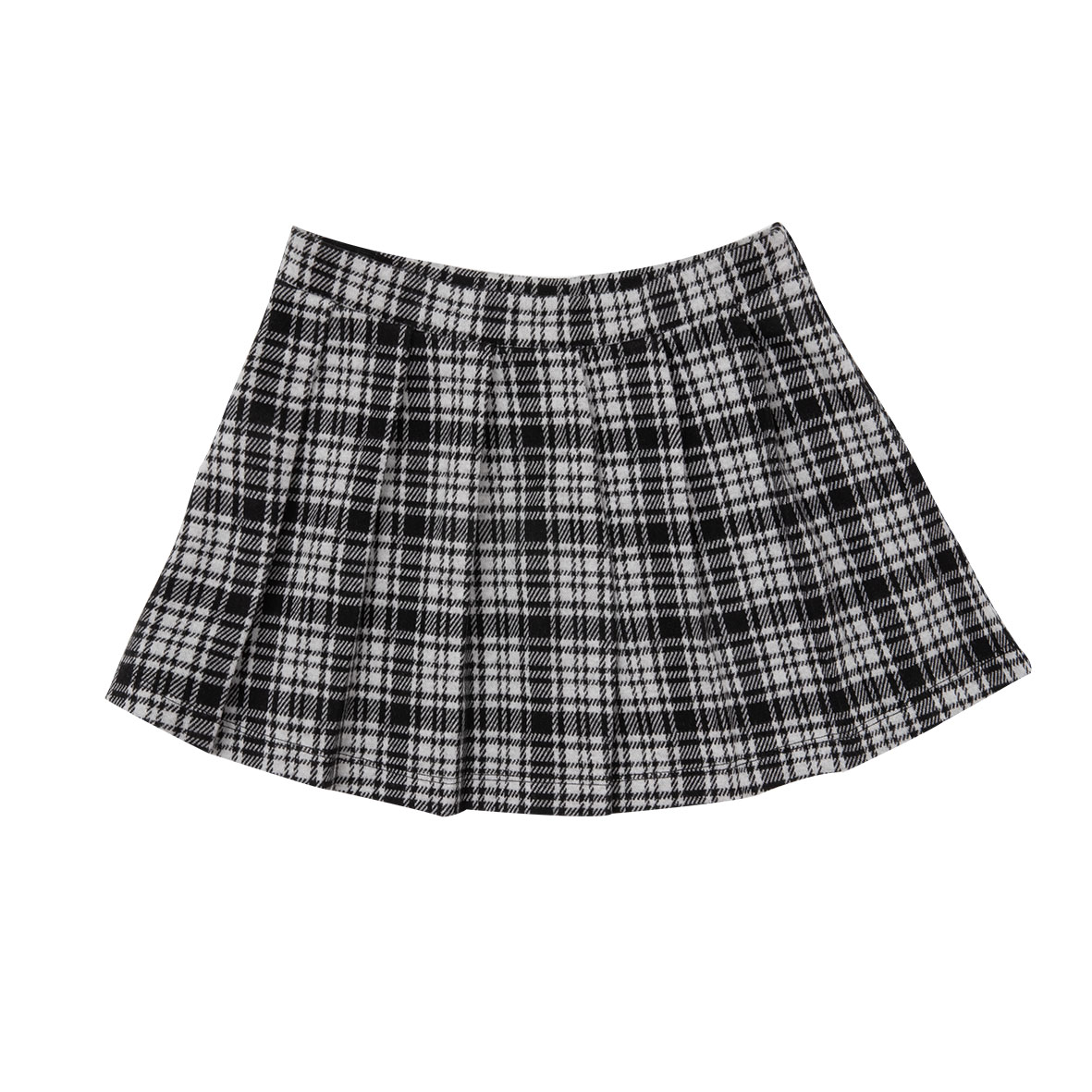 Gonna bambina tartan bianca quadri neri