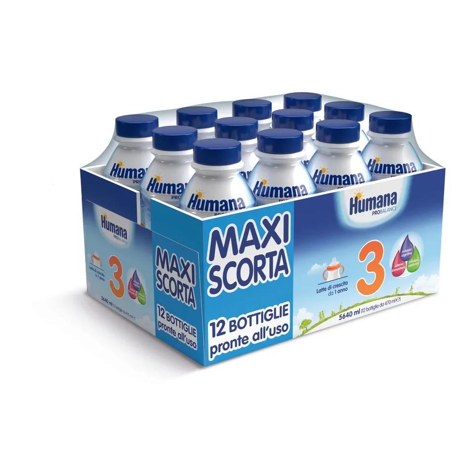 Humana 3 ProBalance latte crescita liquido 12x470ml con ferro