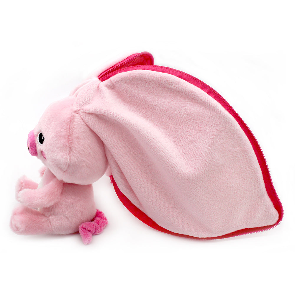 Les Deglingos Flipetz Piglet Maiale Ravanello Peluche Rosa