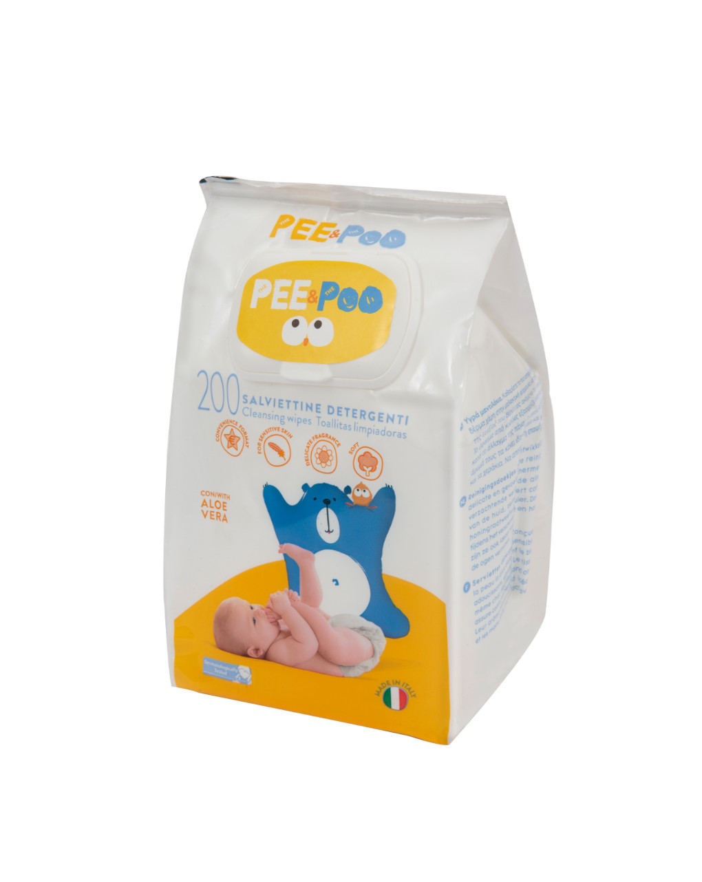 Pee&Poo Detergenti salviettine 200 pz pelle delicata