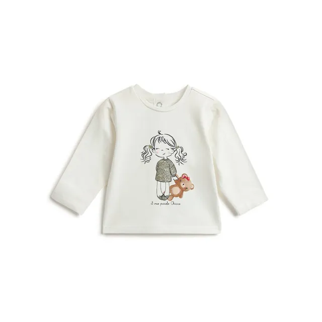 Chicco maglietta bimba maniche lunghe panna orsetto cotone