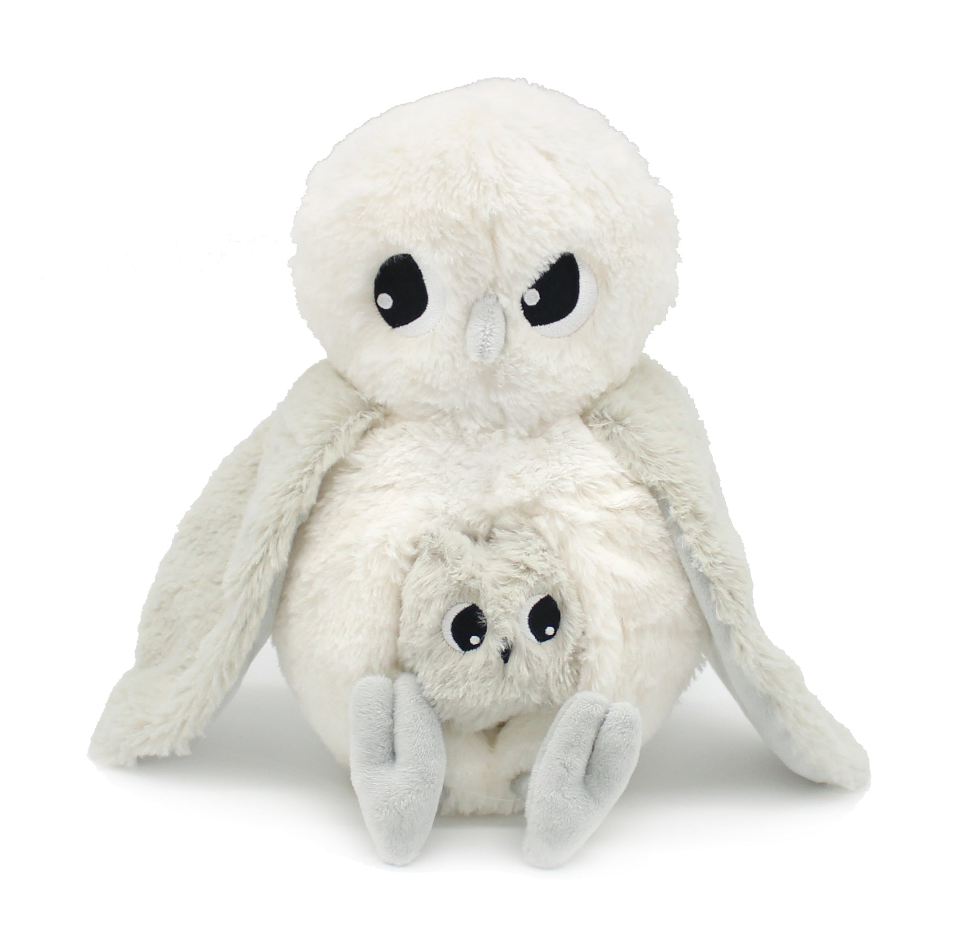 Les Deglingos Ptipotos Coucou peluche gufo polare mamma bebè bianco