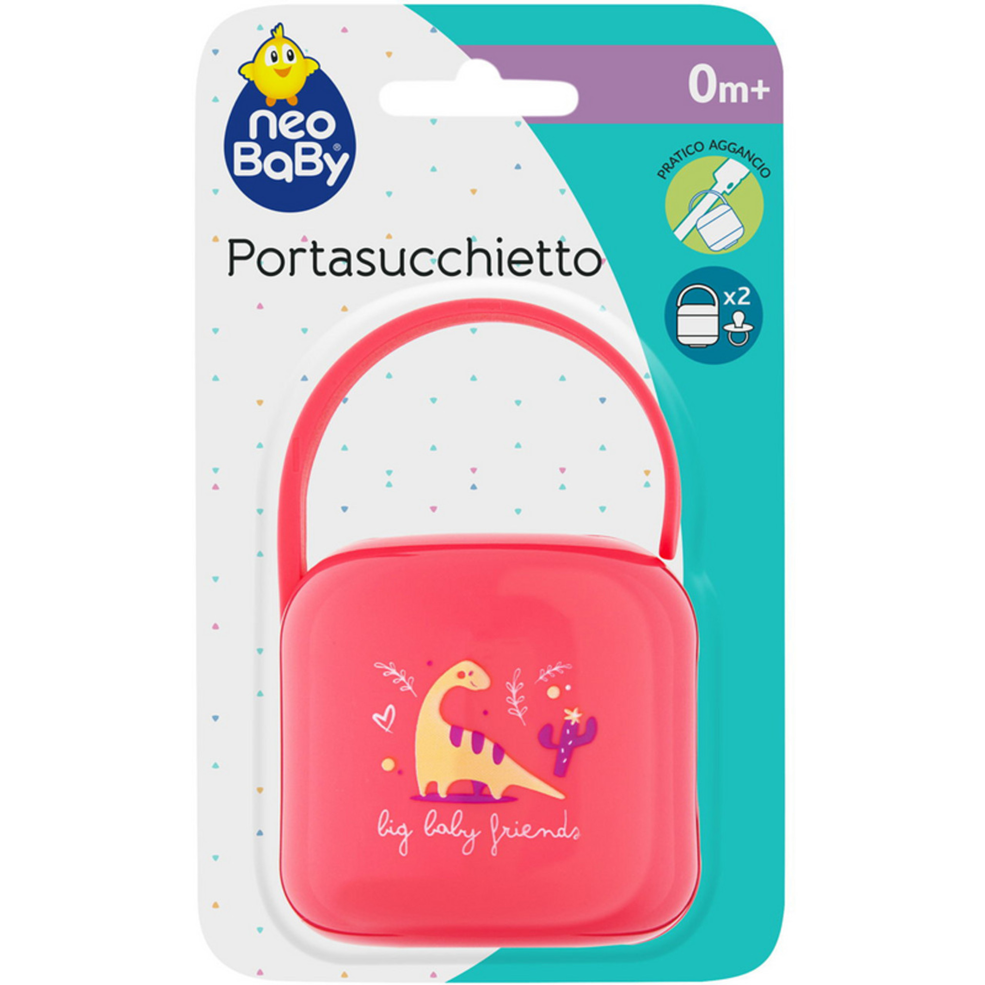Neo Baby Dino Rosa portasucchietto 2 posti con manico