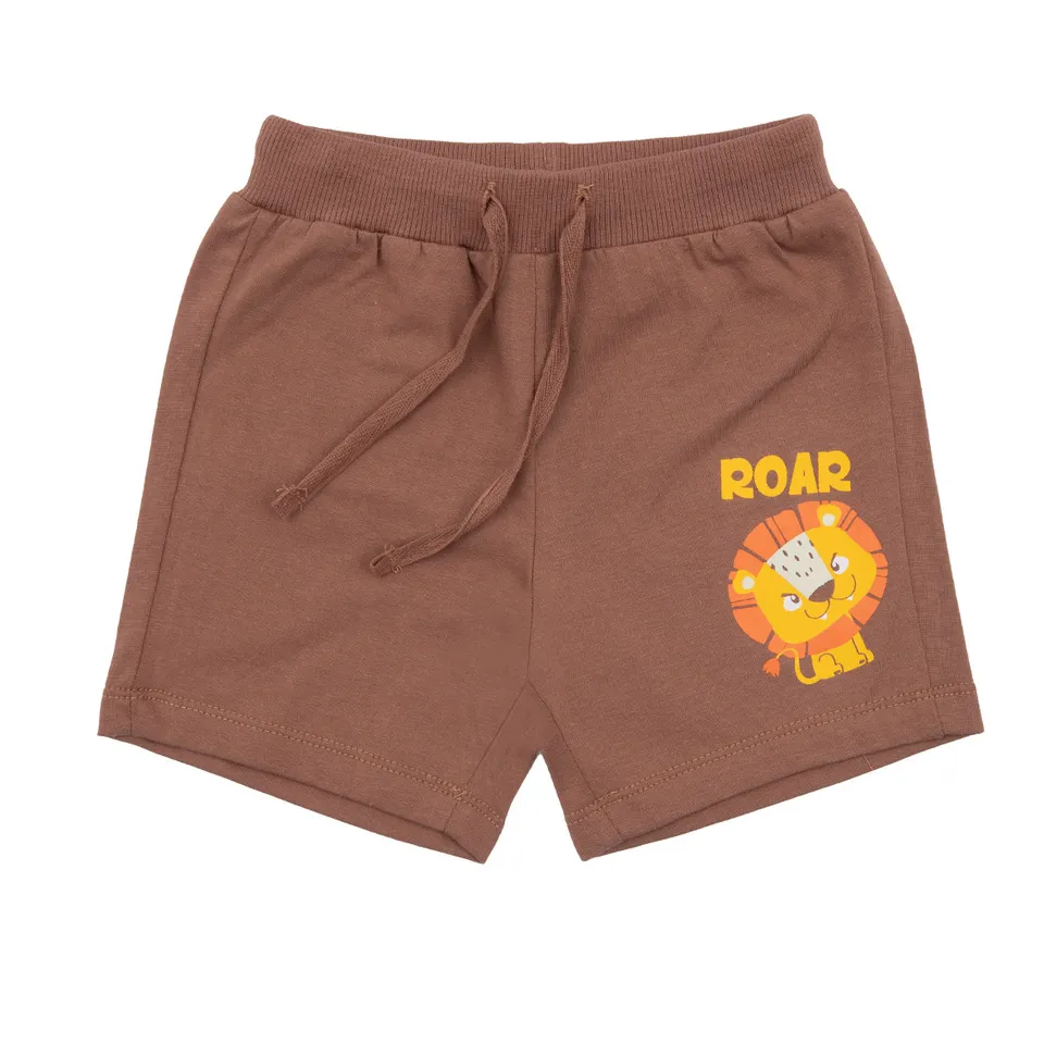 Short Jersey Bimbo Marrone con Stampa Elastico