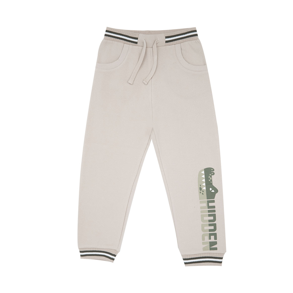 Pantalone Felpato Bimbo Panna Coccodrillo tasche