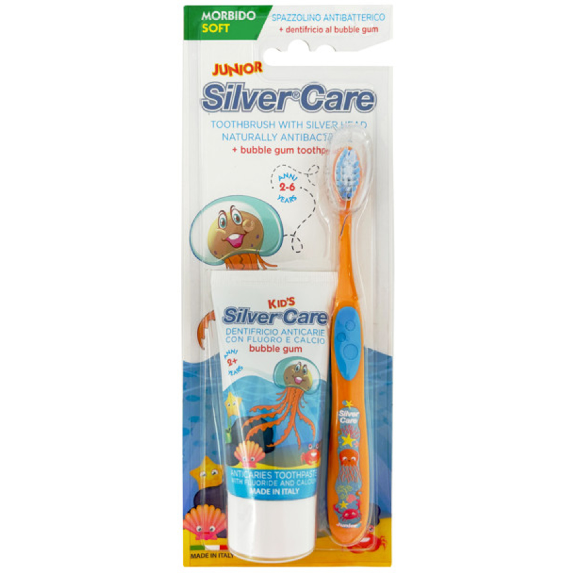 SilverCare Junior kit spazzolino argento + dentifricio 50 ml 2-6