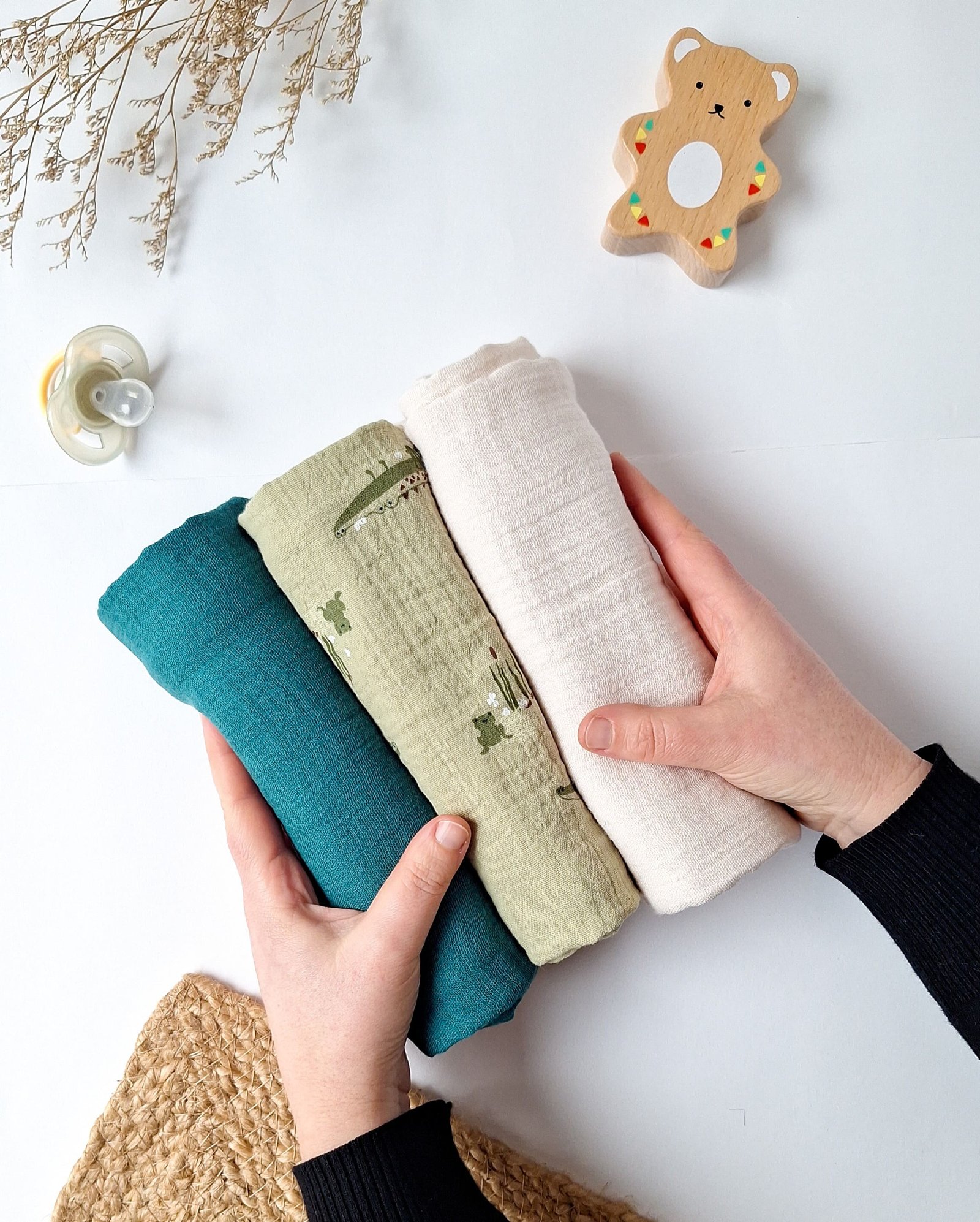 M'Amélie Creations Set 3 Mussoline Cotone Neonato Multiuso