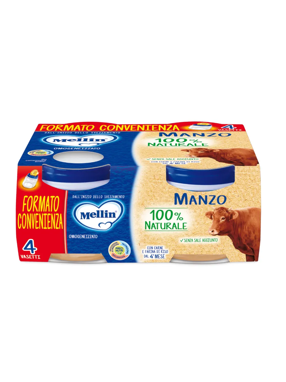 Mellin Omogeneizzato Manzo 4x80 g Senza Sale
