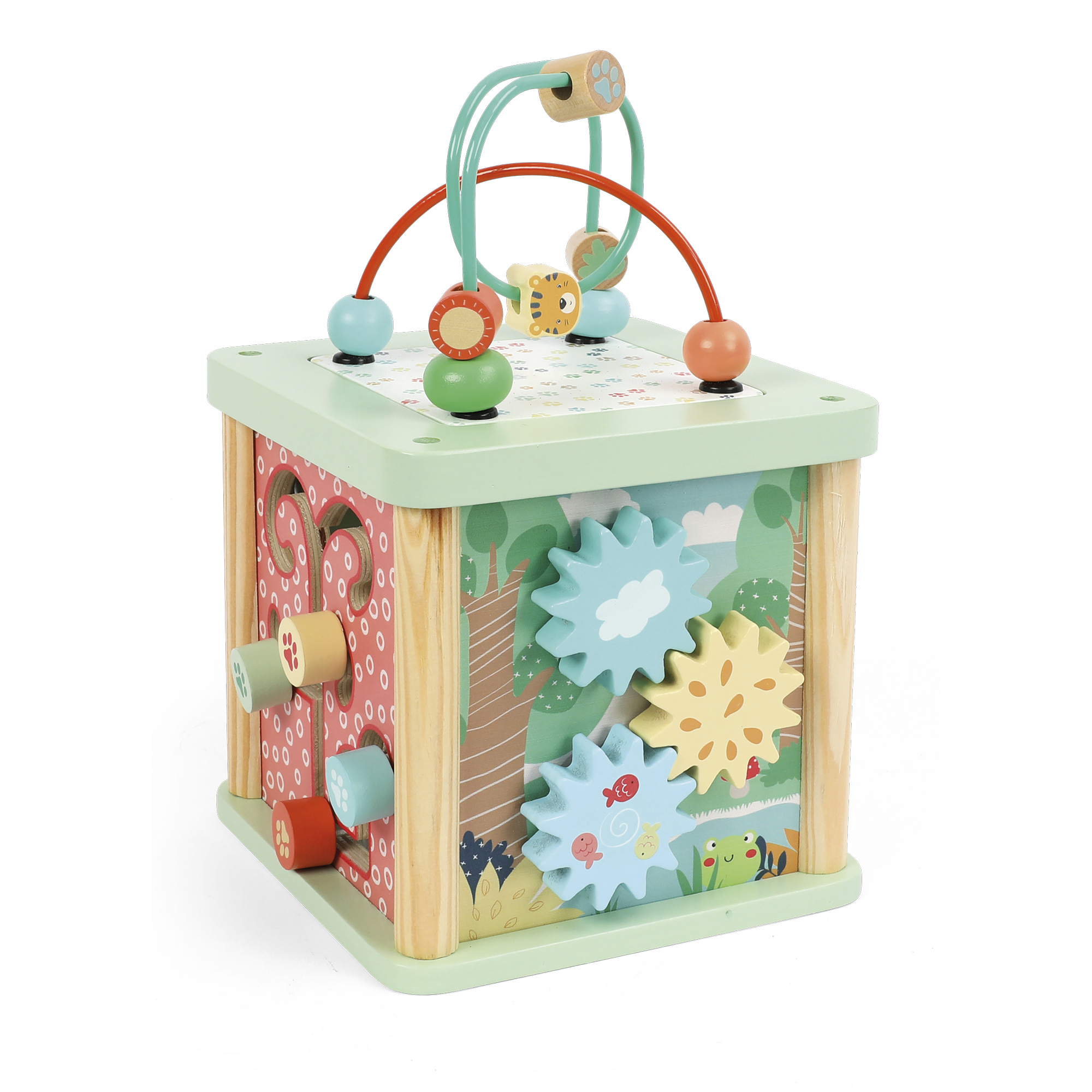 Wood N Play Cubo Multiattività Legno Animali