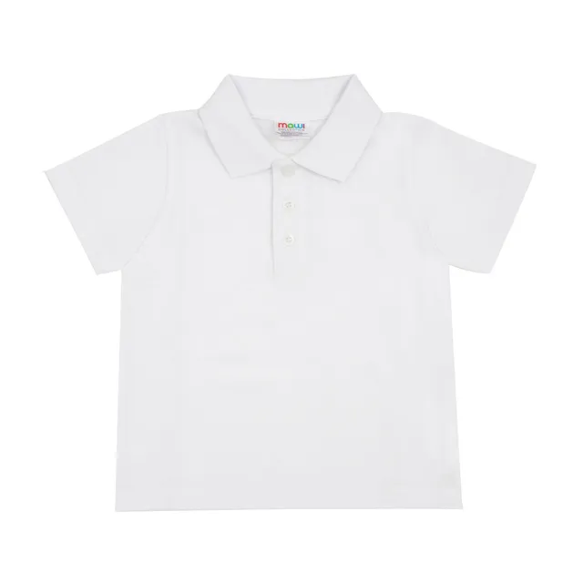 Polo Bimbo Manica Corta Basic Bianca Tinta Unita