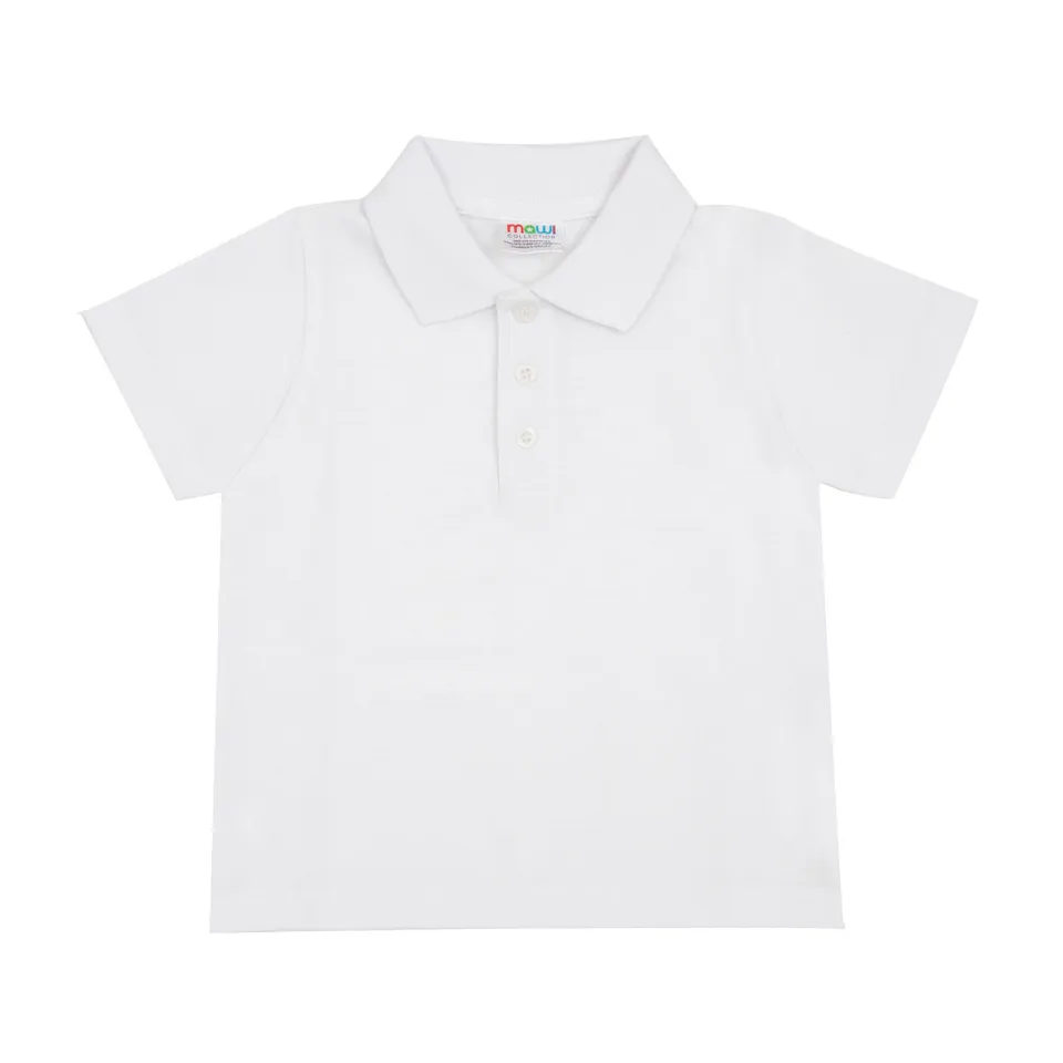 Polo Bimbo Manica Corta Basic Bianca Tinta Unita