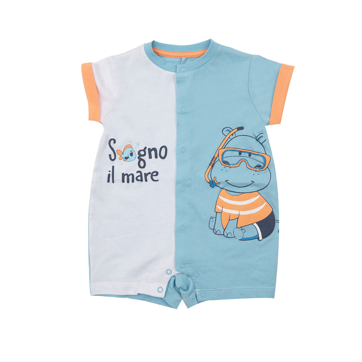 Toys Center Baby pagliaccetto estivo neonato bianco azzurro